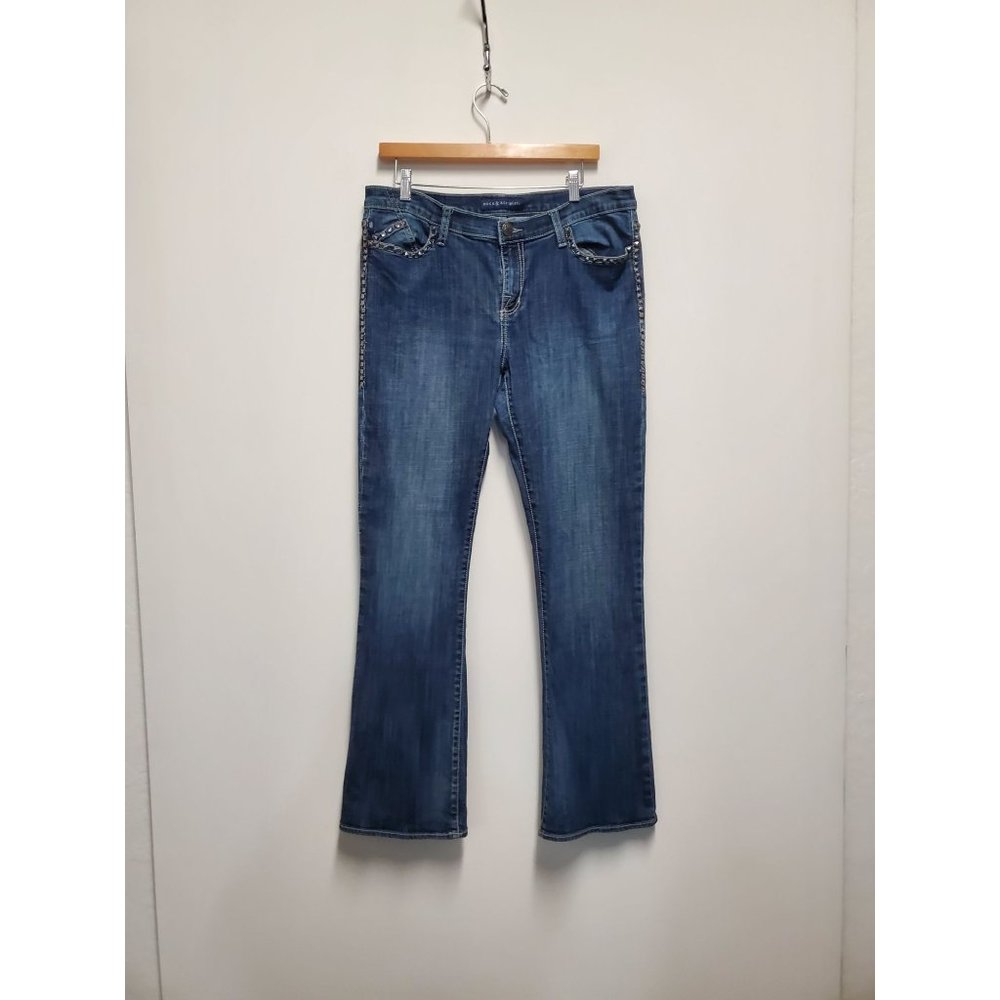 Rock & Republic Kasandra Bootcut Size 14M Studded Embellished Jeans